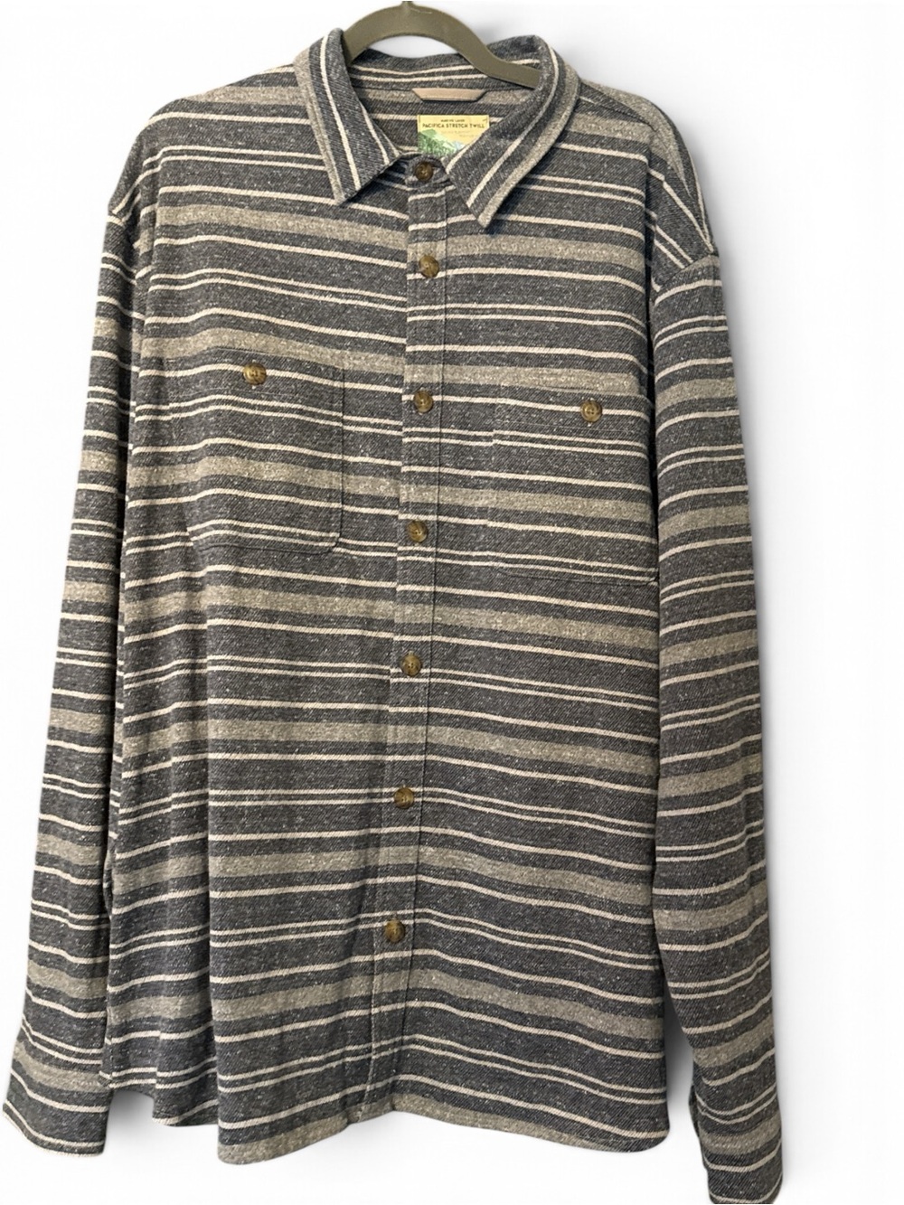 Marine Layer Pacifica Stretch Twill Striped Button Down Shirt XXL